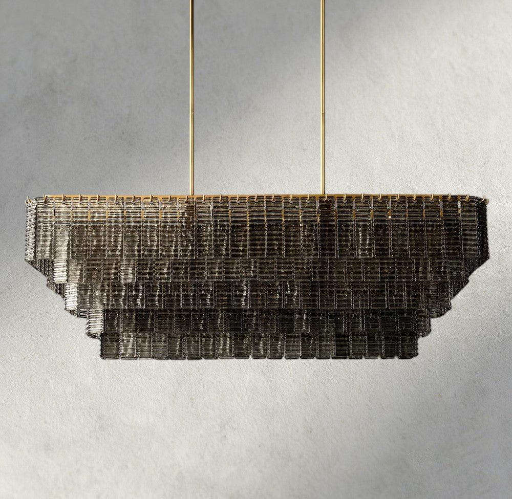 Sirene Smoke Glass Rectangular Chandelier 59", 77" - Zelno Lighting