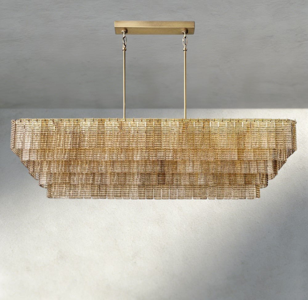 Sirene Smoke Glass Rectangular Chandelier 59", 77" - Zelno Lighting