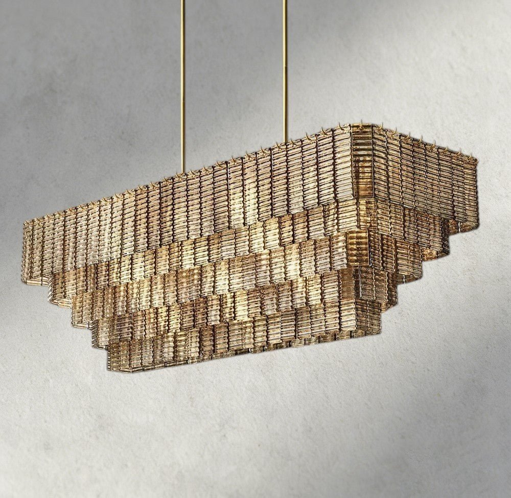 Sirene Smoke Glass Rectangular Chandelier 59", 77" - Zelno Lighting