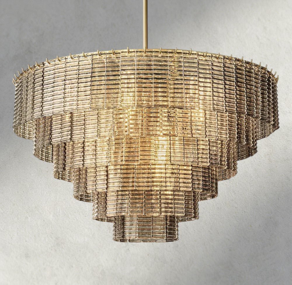Sirene Smoke Glass Round Chandelier 41", 52", 65" - Zelno Lighting