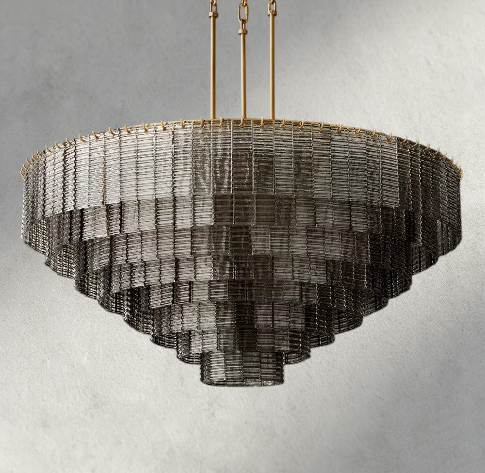 Sirene Smoke Glass Round Chandelier 41", 52", 65" - Zelno Lighting