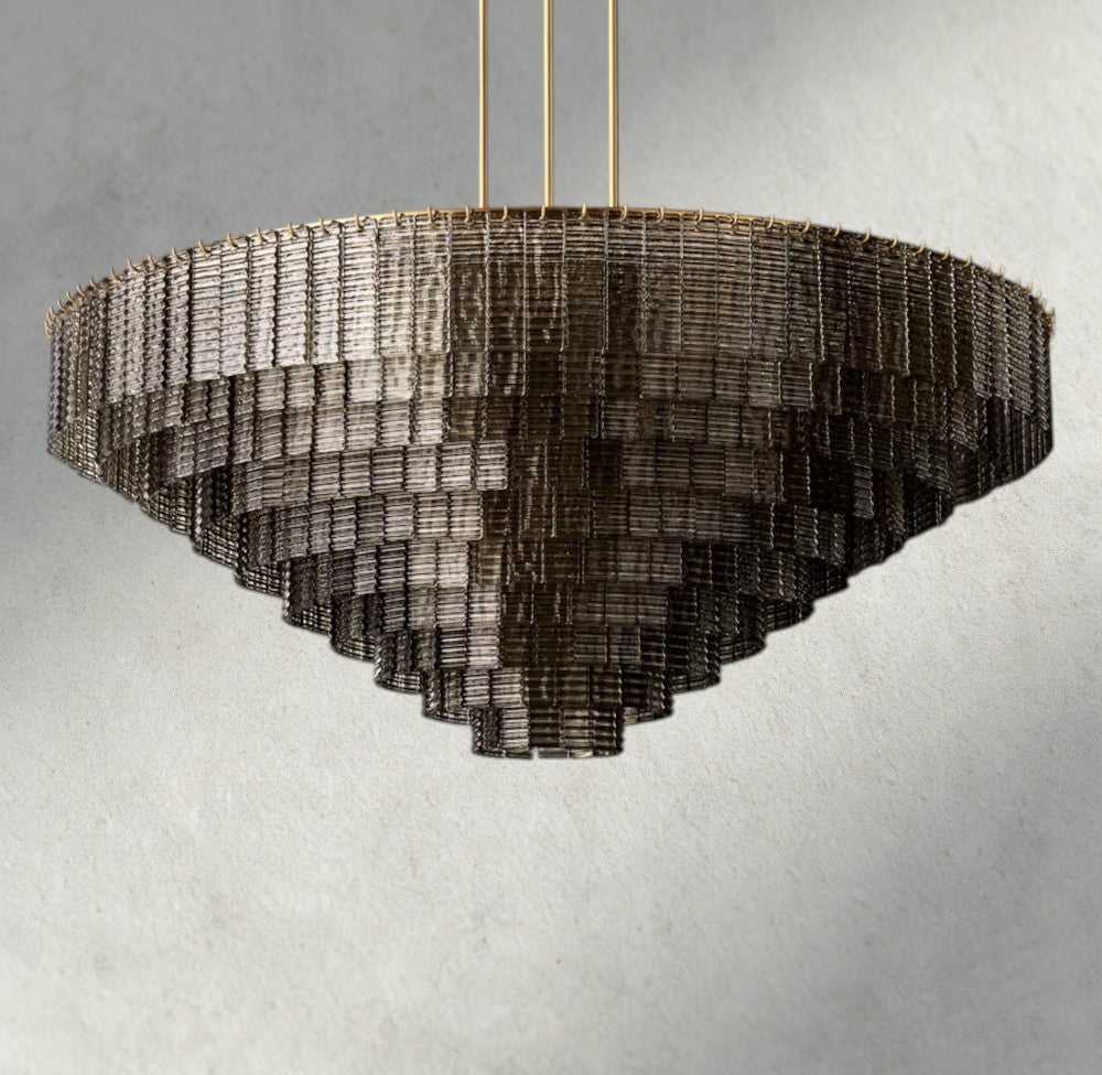 Sirene Smoke Glass Round Chandelier 41", 52", 65" - Zelno Lighting