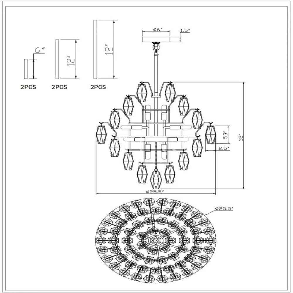 Skylark Glass Large Pndant Chandelier - Zelno