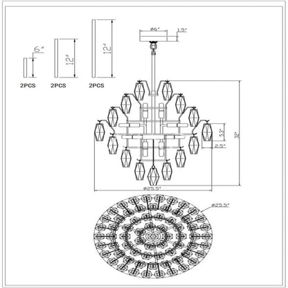Skylark Glass Large Pndant Chandelier - Zelno