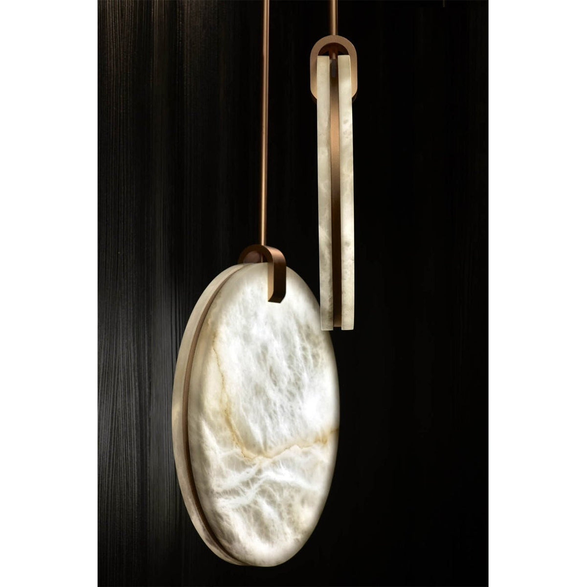 Soho Real Alabaster Disc Pendant Light, Pendant Lamp For Hallway, Staircase - Zelno Lighting