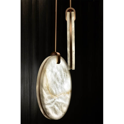 Soho Real Alabaster Disc Pendant Light, Pendant Lamp For Hallway, Staircase - Zelno Lighting