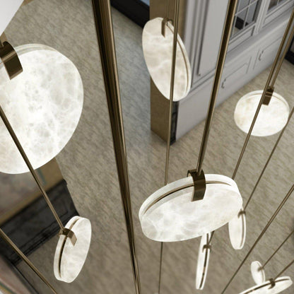 Soho Real Alabaster Disc Pendant Light, Pendant Lamp For Hallway, Staircase - Zelno Lighting