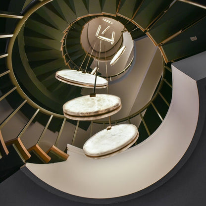Soho Real Alabaster Disc Pendant Light, Pendant Lamp For Hallway, Staircase - Zelno Lighting