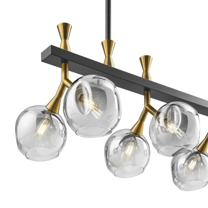Sonder Rectangular Gold and Black Chandelier - Zelno Lighting