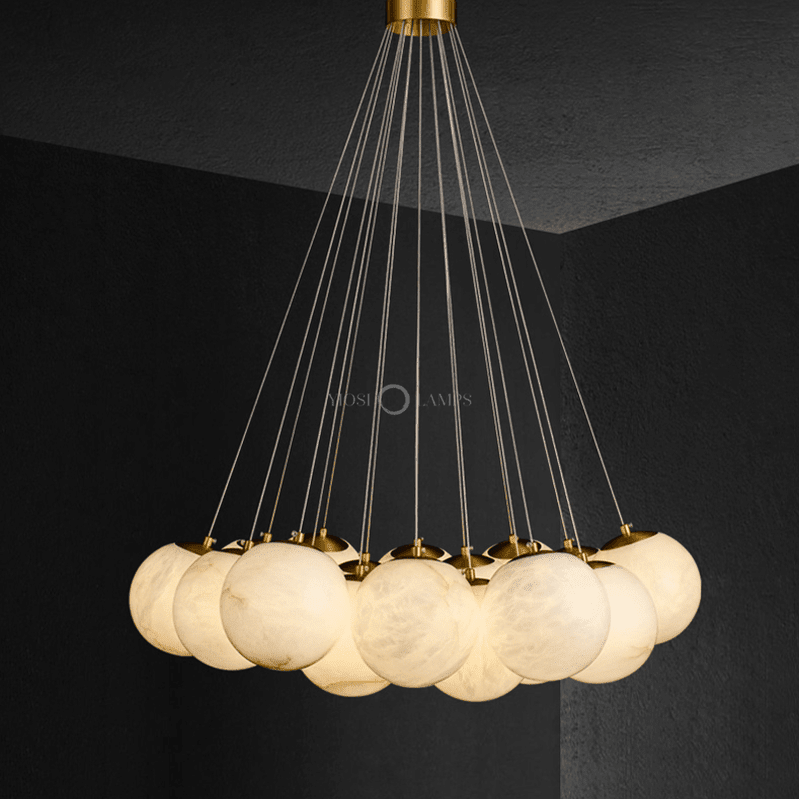 Sophie Modern Alabaster Ball Pendant Light, Dining Room Light - Zelno Lighting