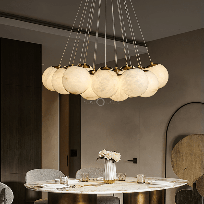 Sophie Modern Alabaster Ball Pendant Light, Dining Room Light - Zelno Lighting