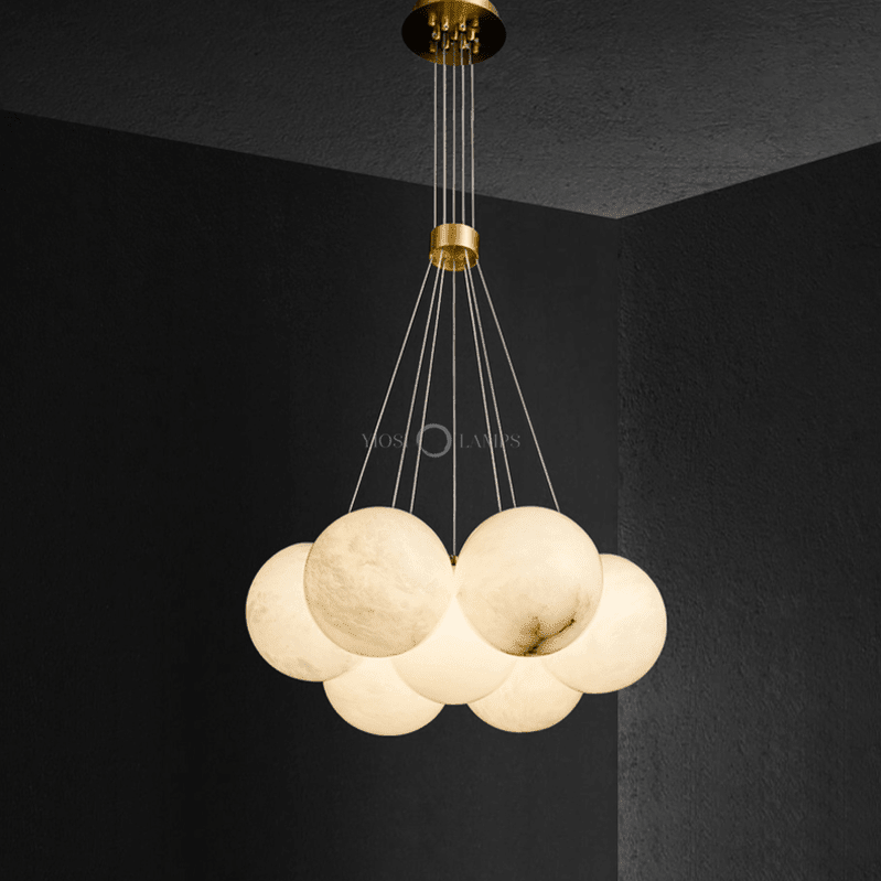 Sophie Modern Alabaster Ball Pendant Light, Dining Room Light - Zelno Lighting