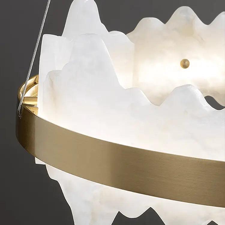 Spain Alabaster Brass Indoor Chandelier Lighting - Zelno Lighting