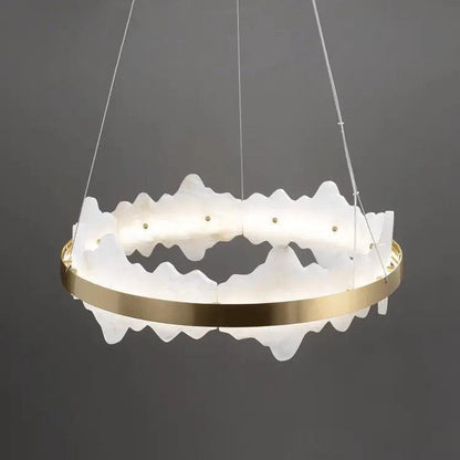 Spain Alabaster Brass Indoor Chandelier Lighting - Zelno Lighting