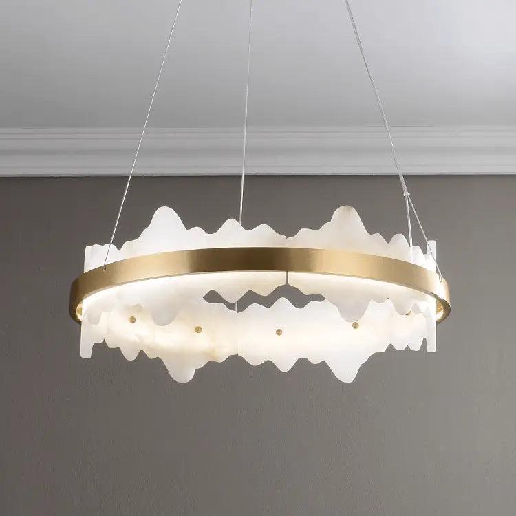 Spain Alabaster Brass Indoor Chandelier Lighting - Zelno Lighting