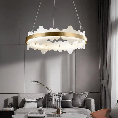 Spain Alabaster Brass Indoor Chandelier Lighting - Zelno Lighting