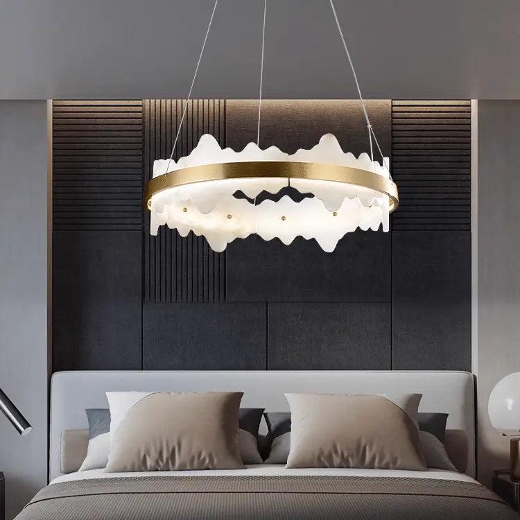 Spain Alabaster Brass Indoor Chandelier Lighting - Zelno Lighting