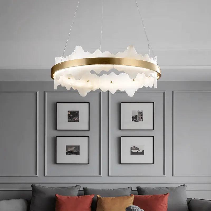 Spain Alabaster Brass Indoor Chandelier Lighting - Zelno Lighting