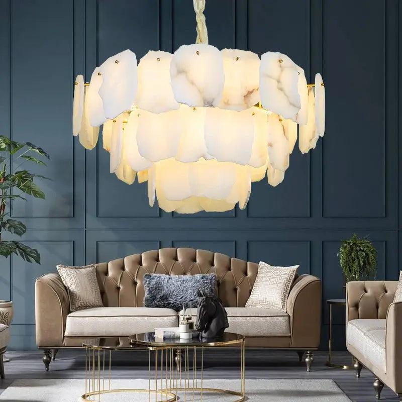 Spain Alabaster Modern Living Room Chandeliers - Zelno Lighting