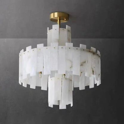 Spain Alabaster Round Modern Chandeliers - Zelno Lighting