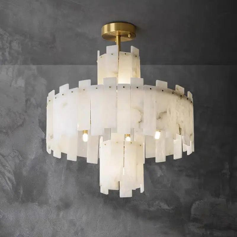 Spain Alabaster Round Modern Chandeliers - Zelno Lighting