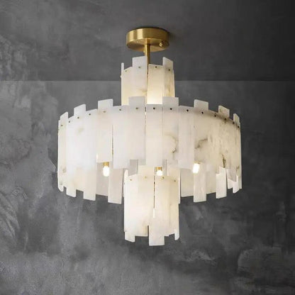 Spain Alabaster Round Modern Chandeliers - Zelno Lighting