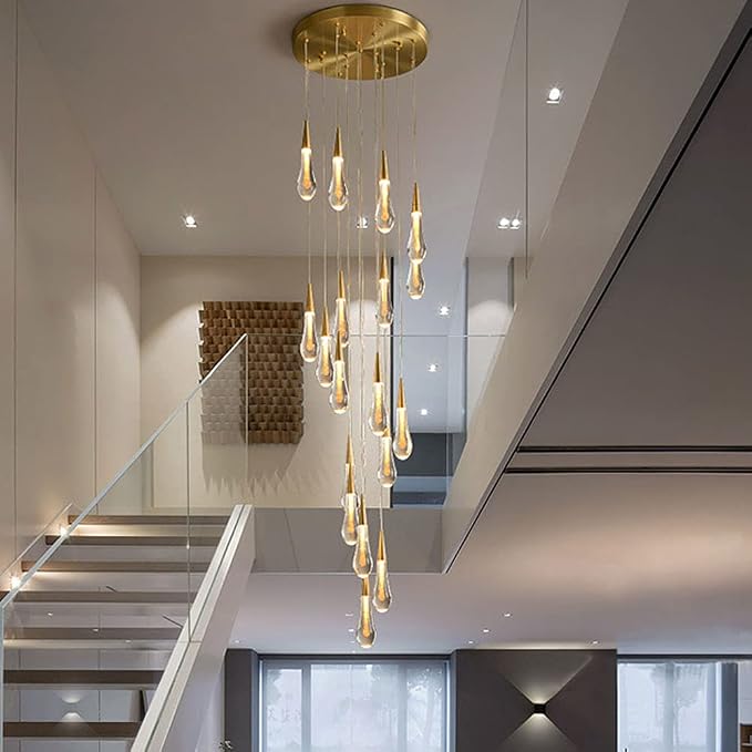 Spiral Raindrop Staircase Ceiling Lighting - Zelno