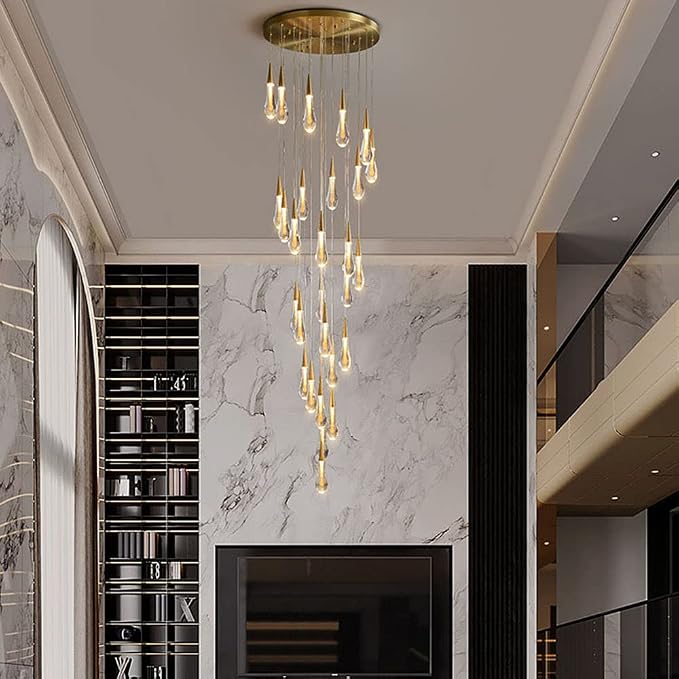 Spiral Raindrop Staircase Ceiling Lighting - Zelno