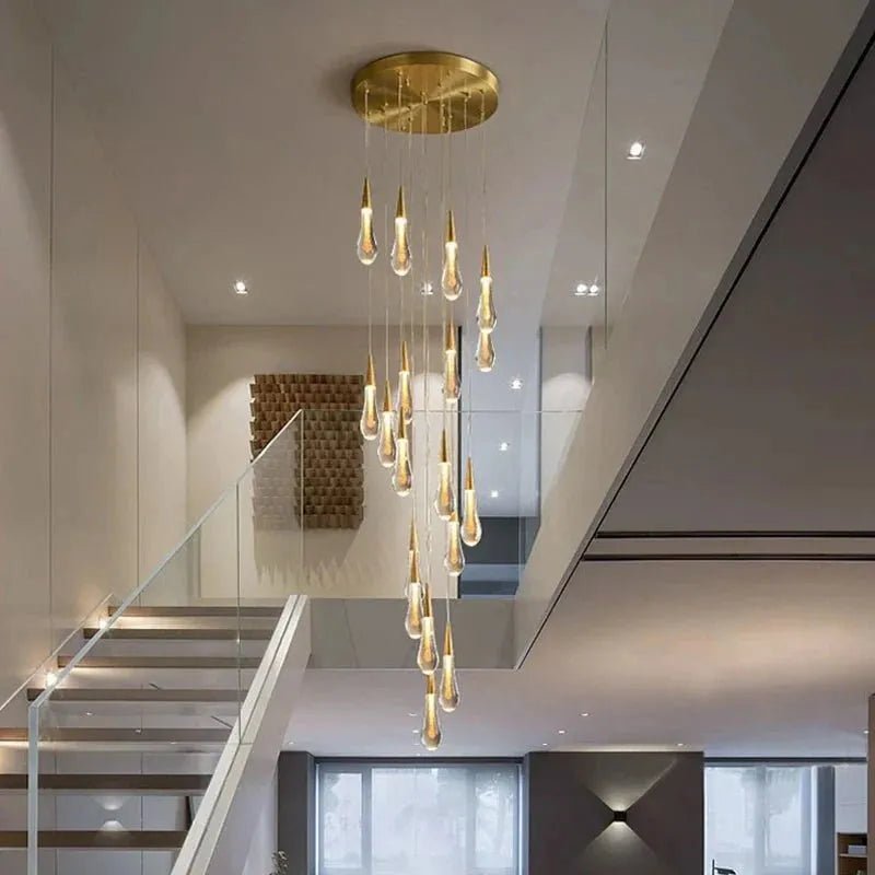 Spiral Raindrop Staircase Ceiling Lighting - Zelno Lighting