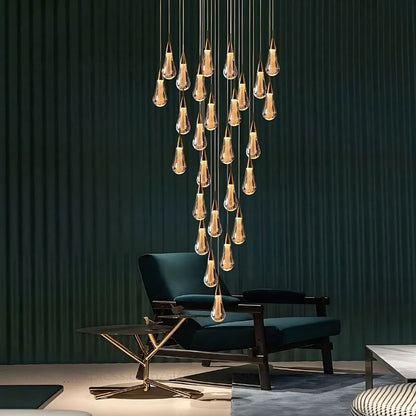 Spiral Raindrop Staircase Ceiling Lighting - Zelno Lighting