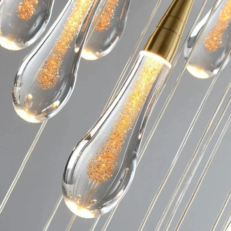 Spiral Raindrop Staircase Ceiling Lighting - Zelno Lighting