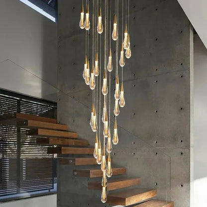 Spiral Raindrop Staircase Ceiling Lighting - Zelno Lighting