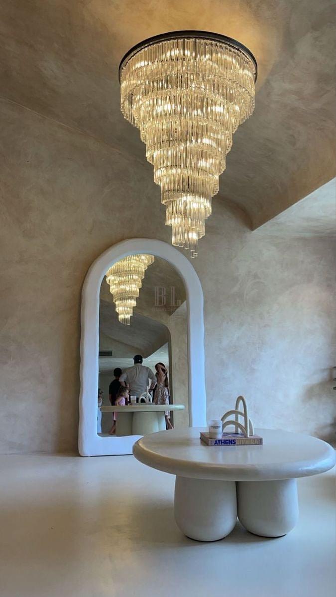 Spiral Tiered Crystal Chandelier in Black Finish - Zelno Lighting
