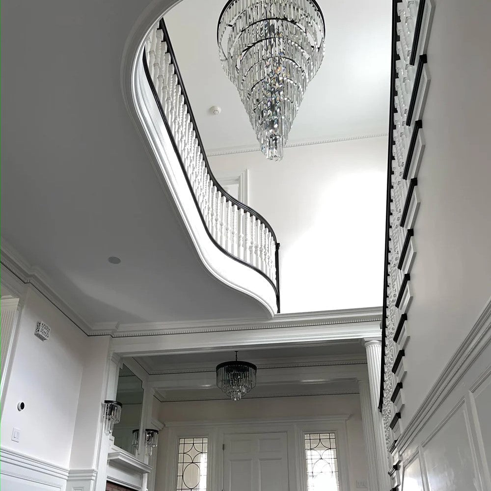 Spiral Tiered Crystal Chandelier in Black Finish - Zelno Lighting