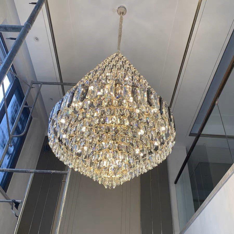 Staircase/Foyer Chandelier With High Clarity Crystals Luxury Ceiling Light - Zelno Lighting