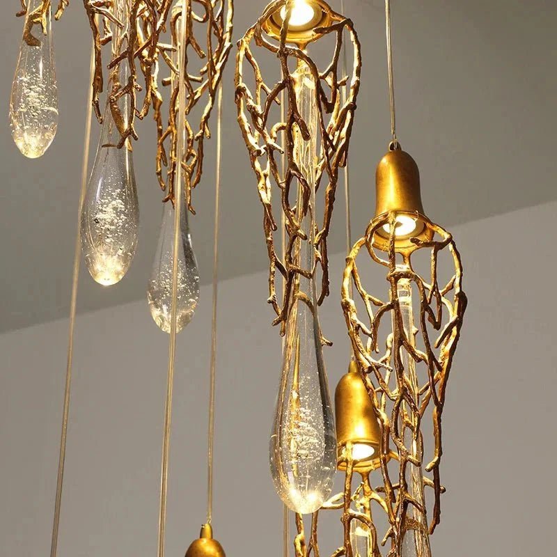 Stairwell Branch Strata Crystal Spiral Chandelier - Zelno Lighting