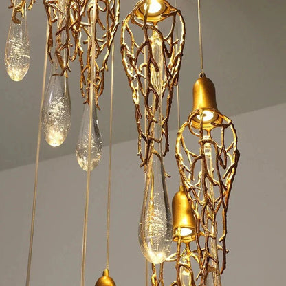 Stairwell Branch Strata Crystal Spiral Chandelier - Zelno Lighting