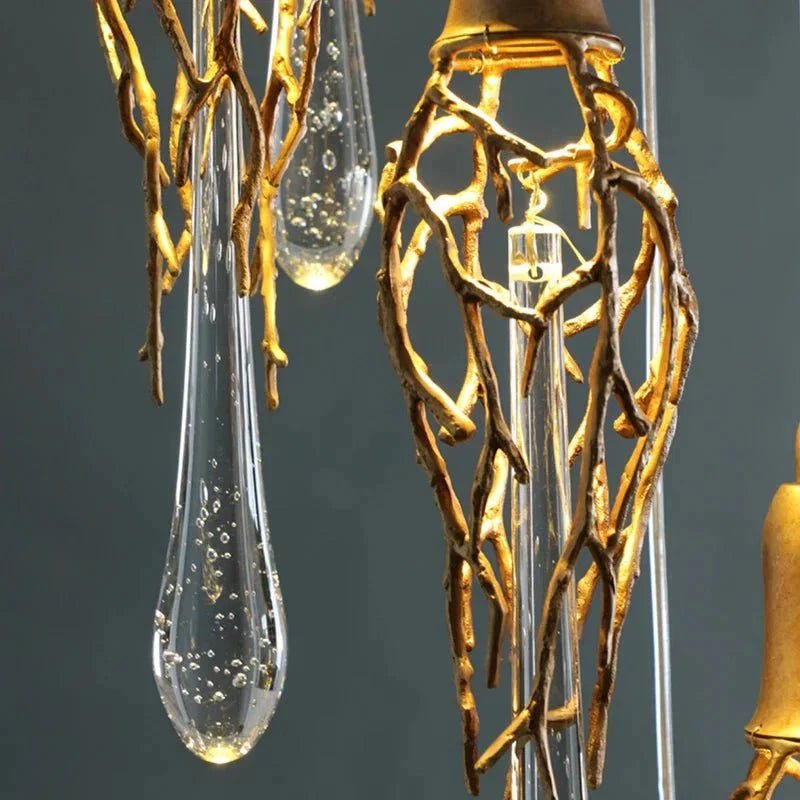 Stairwell Branch Strata Crystal Spiral Chandelier - Zelno Lighting