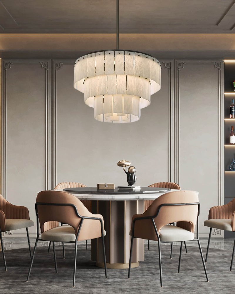 Stairwell Luxury Modern LED High Ceiling Large Alabaster Chandelier - Zelno Lighting