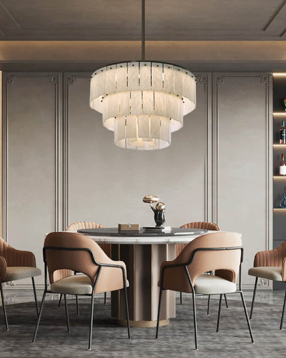 Stairwell Luxury Modern LED High Ceiling Large Alabaster Chandelier - Zelno Lighting