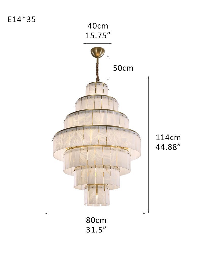 Stairwell Luxury Modern LED High Ceiling Large Alabaster Chandelier - Zelno Lighting