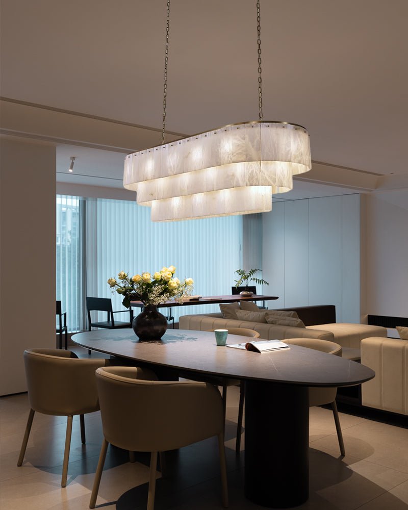 Stairwell Luxury Modern LED High Ceiling Large Alabaster Chandelier - Zelno Lighting
