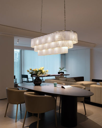 Stairwell Luxury Modern LED High Ceiling Large Alabaster Chandelier - Zelno Lighting