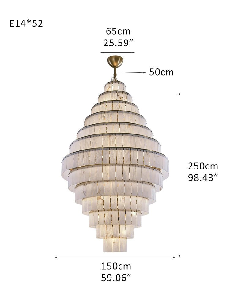Stairwell Luxury Modern LED High Ceiling Large Alabaster Chandelier - Zelno Lighting