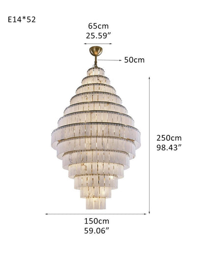 Stairwell Luxury Modern LED High Ceiling Large Alabaster Chandelier - Zelno Lighting