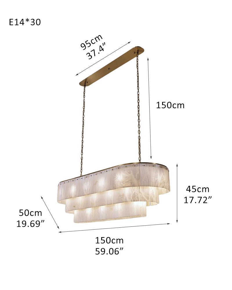 Stairwell Luxury Modern LED High Ceiling Large Alabaster Chandelier - Zelno Lighting