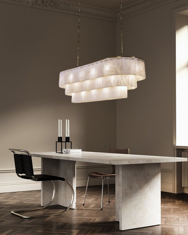 Stairwell Luxury Modern LED High Ceiling Large Alabaster Chandelier - Zelno Lighting