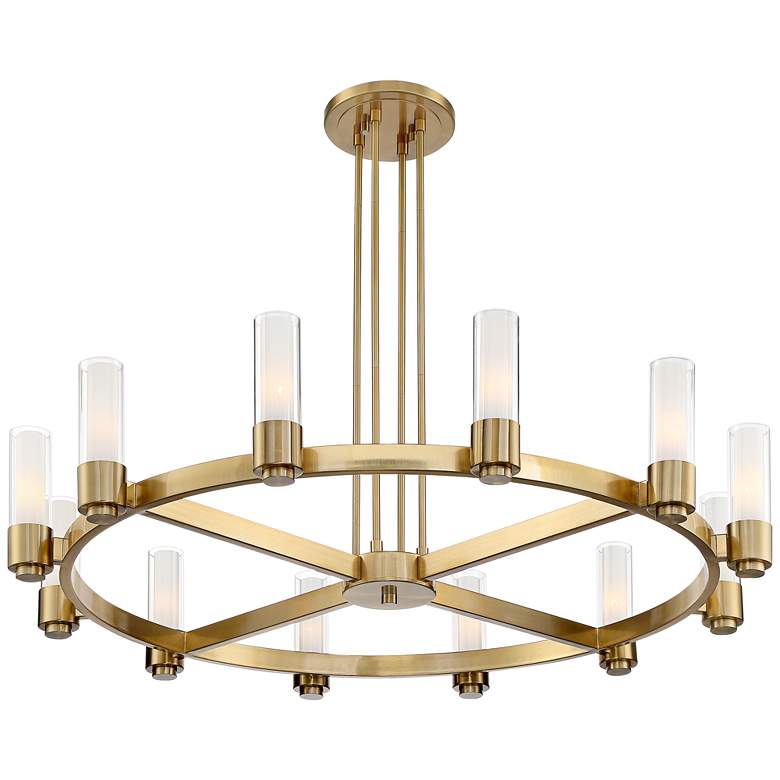 Stiffel Ennis 48" Wide Antique Brass 12-Light Ring Chandelier - zelnolighting