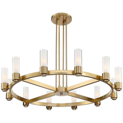 Stiffel Ennis 48" Wide Antique Brass 12-Light Ring Chandelier - zelnolighting
