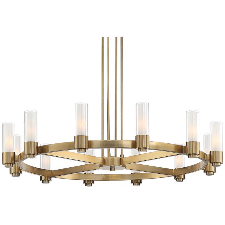 Stiffel Ennis 48" Wide Antique Brass 12-Light Ring Chandelier - zelnolighting